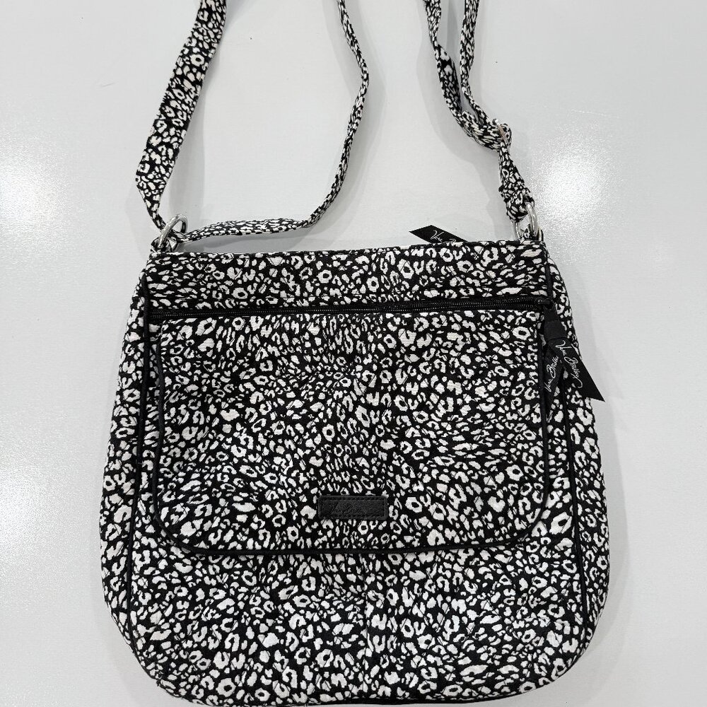 Vera Bradley Black and White Camocat Pattern Crossbody Purse Retired